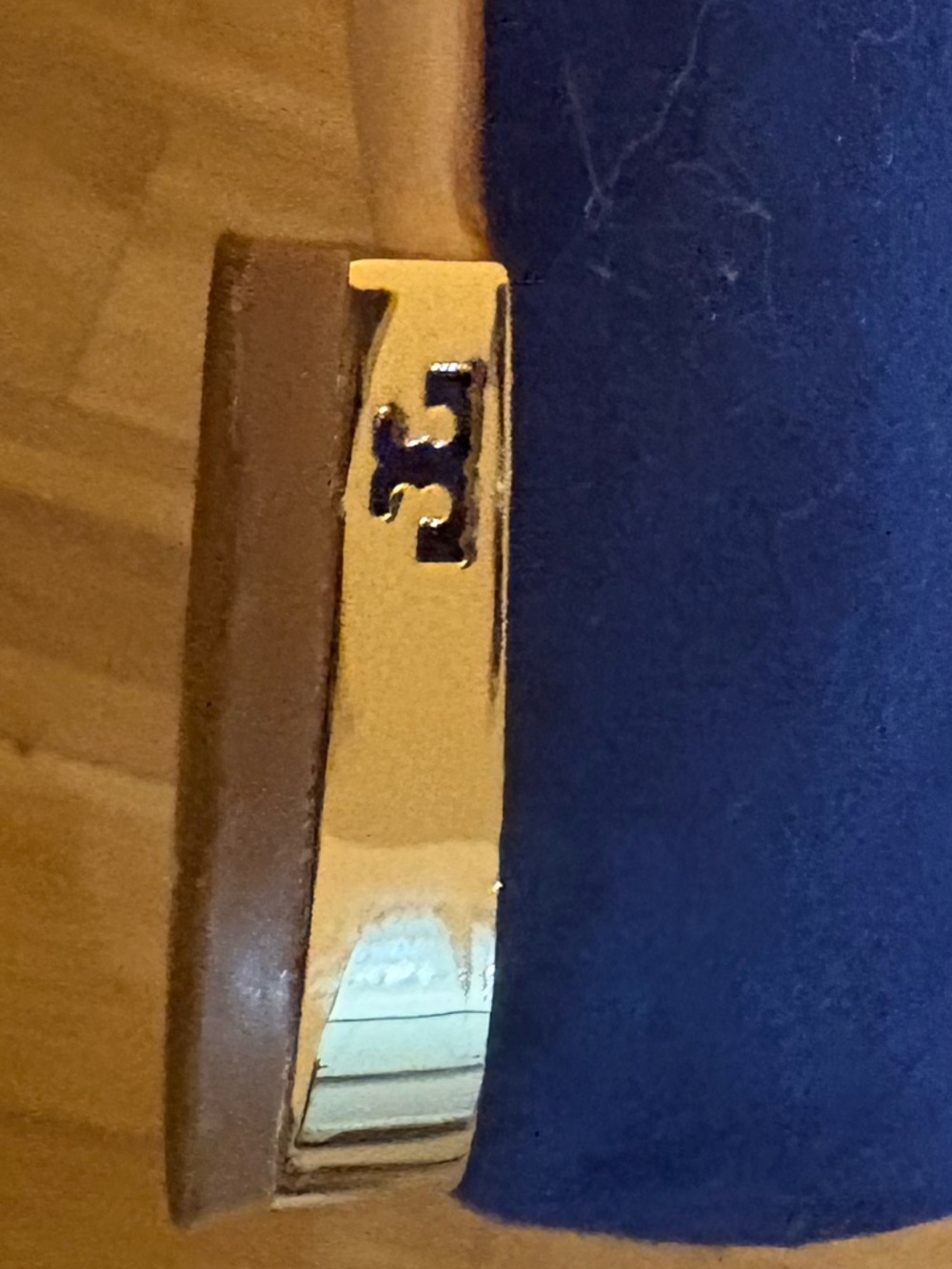 Tory Burch Royal Blue Suede Peep-Toe Flats - Picture 7 of 7